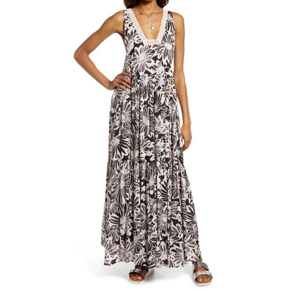 Free People Tiers For You Sleeveless Floral Maxi Dress Size XS